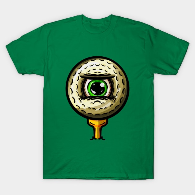 Golf Golfers Eye Ball Cartoon Character T-Shirt by Squeeb Creative